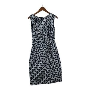 Lauren Ralph Lauren Geometric Print Faux Wrap Dress‎ size 10 Black/White